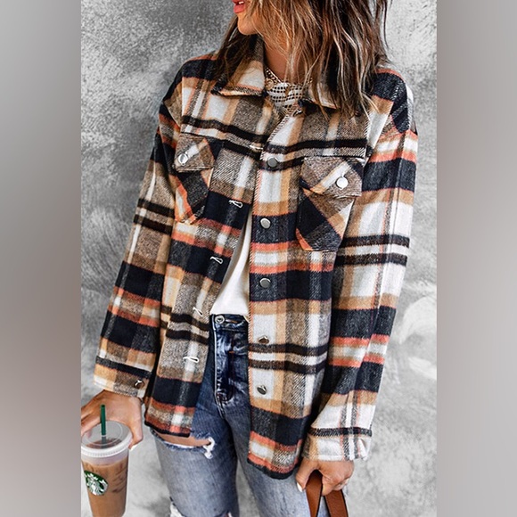 NWT! The Perfect Geometric Plaid Plaid Pocketed Shacket! Sooo cute! 🤩 - Picture 7 of 12